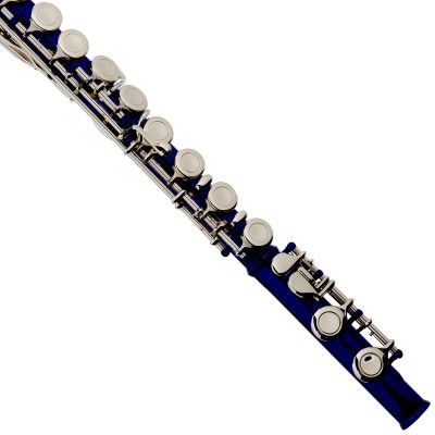 Mendini by Cecilio MFE-BL Blue Lacquer C Flute with Stand, Tuner, 1 Year Warranty, Case, Cleaning Rod, Cloth, Joint Grease, and Gloves   